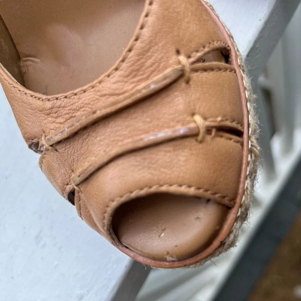 Banana Republic Tan Leather Wedge Peep-Toe
